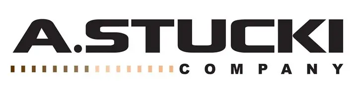 A. Stucki Company logo with a gradient of small squares beneath the text.